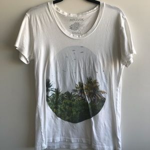 White t-shirt with palm tree print